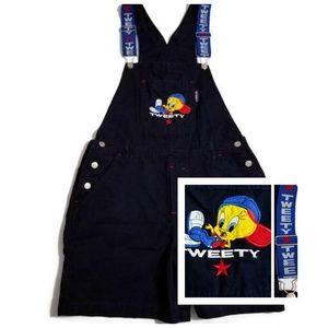 Vintage 90's Tweety Bird Looney Tunes Shortalls M